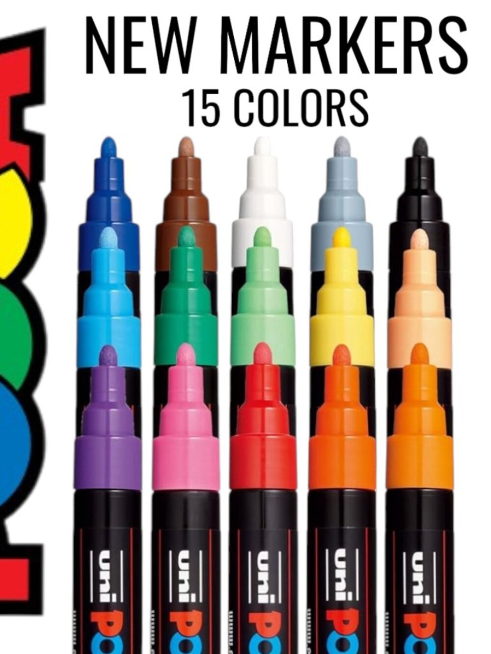 NEW 15 POSCA Paint Markers 5M Medium Tip Acrylic Paint Pens Art Supplies PC-5M 1